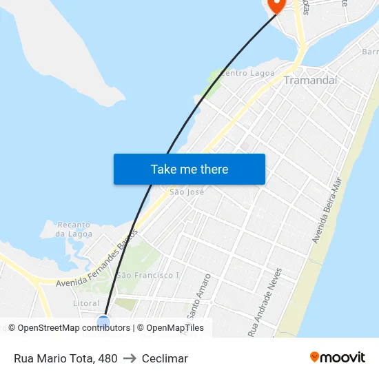 Rua Mario Tota, 480 to Ceclimar map