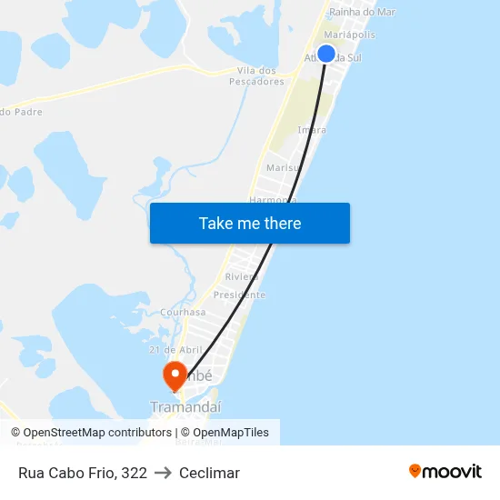 Rua Cabo Frio, 322 to Ceclimar map