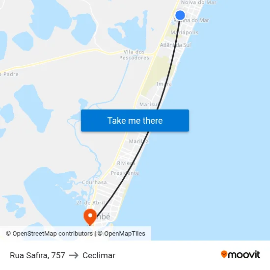 Rua Safira, 757 to Ceclimar map