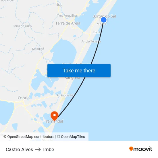 Castro Alves to Imbé map