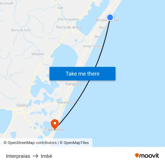Interpraias to Imbé map