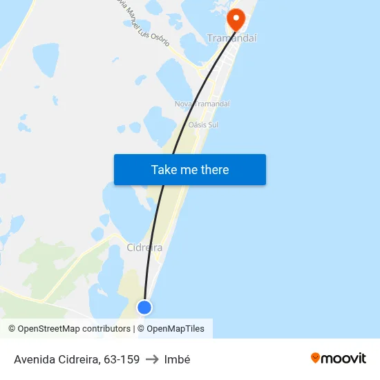 Avenida Cidreira, 63-159 to Imbé map