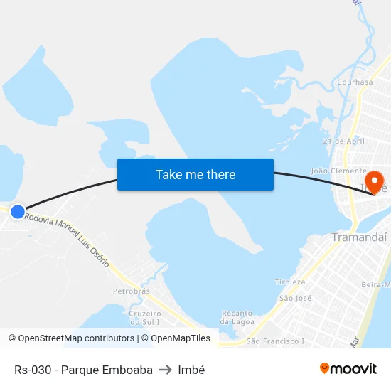 Rs-030 - Parque Emboaba to Imbé map
