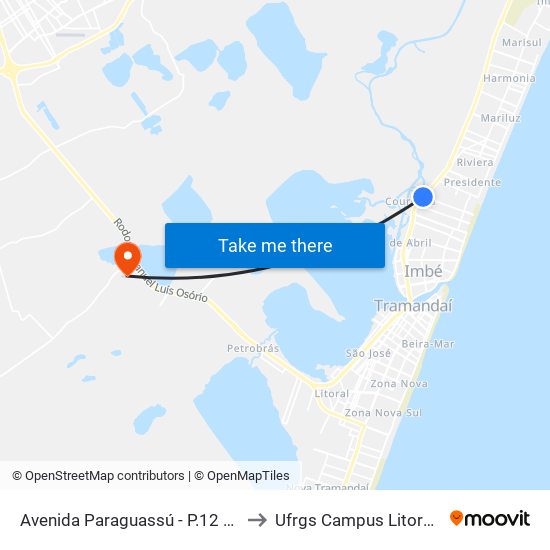 Avenida Paraguassú - P.12 Courhasa to Ufrgs Campus Litoral Norte map