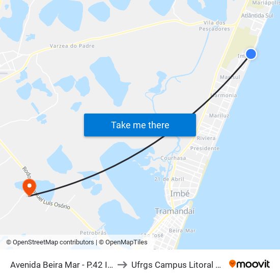 Avenida Beira Mar - P.42 Imara to Ufrgs Campus Litoral Norte map