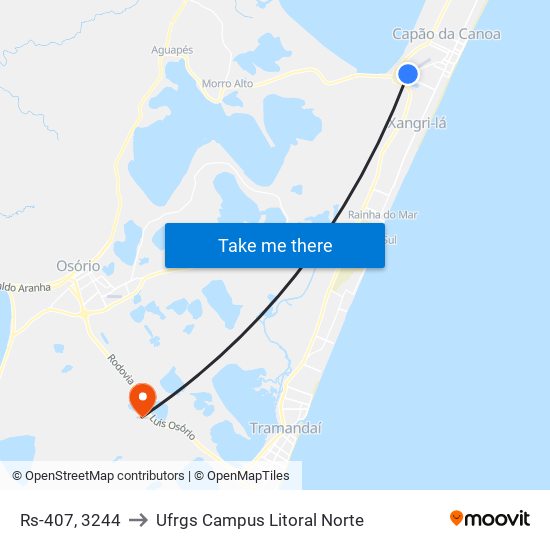 Rs-407, 3244 to Ufrgs Campus Litoral Norte map