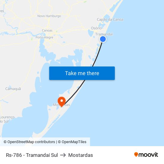 Rs-786 - Tramandaí Sul to Mostardas map