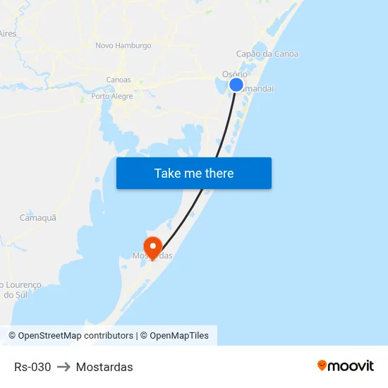 Rs-030 to Mostardas map