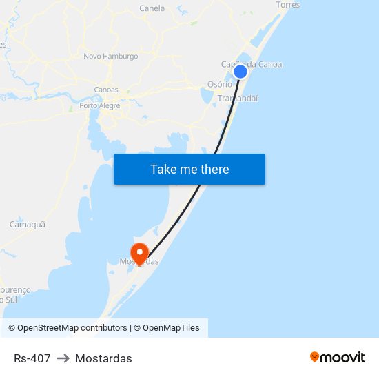 Rs-407 to Mostardas map