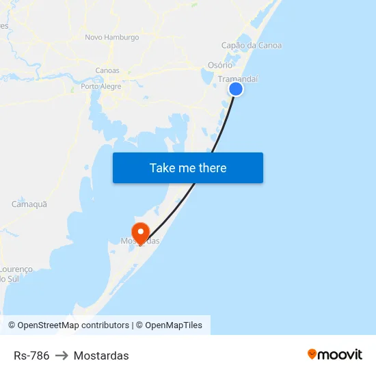 Rs-786 to Mostardas map