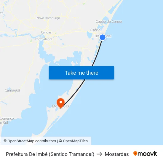 Prefeitura De Imbé (Sentido Tramandaí) to Mostardas map