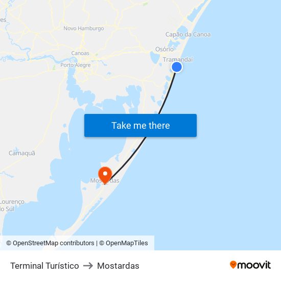Terminal Turístico to Mostardas map