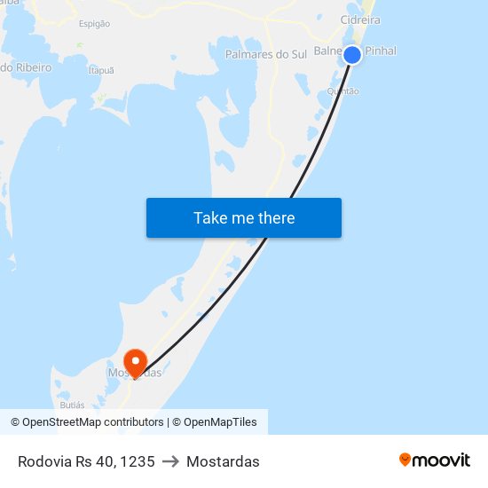 Rodovia Rs 40, 1235 to Mostardas map