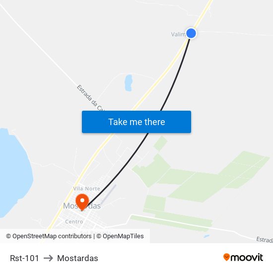 Rst-101 to Mostardas map