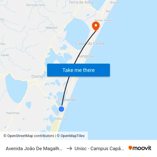 Avenida João De Magalhães, 979-987 to Unisc - Campus Capão Da Canoa map