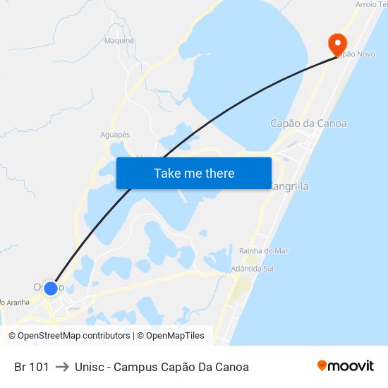 Br 101 to Unisc - Campus Capão Da Canoa map