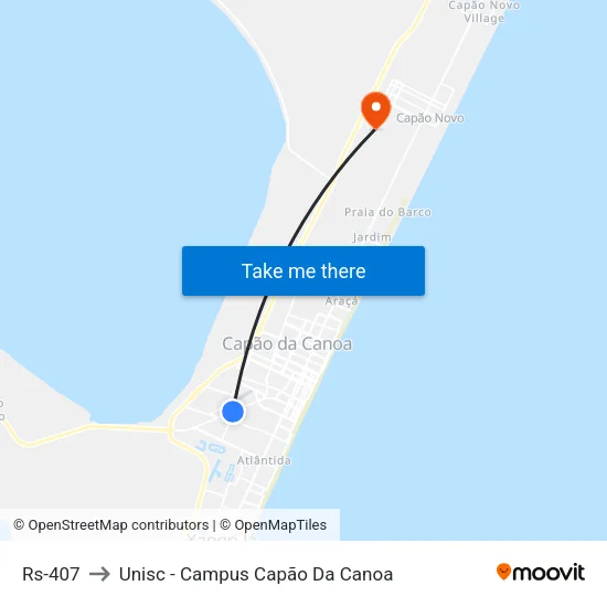 Rs-407 to Unisc - Campus Capão Da Canoa map