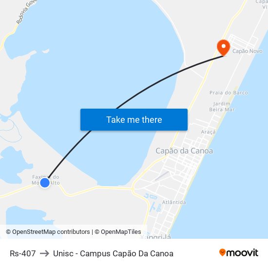 Rs-407 to Unisc - Campus Capão Da Canoa map