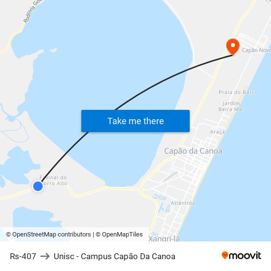 Rs-407 to Unisc - Campus Capão Da Canoa map