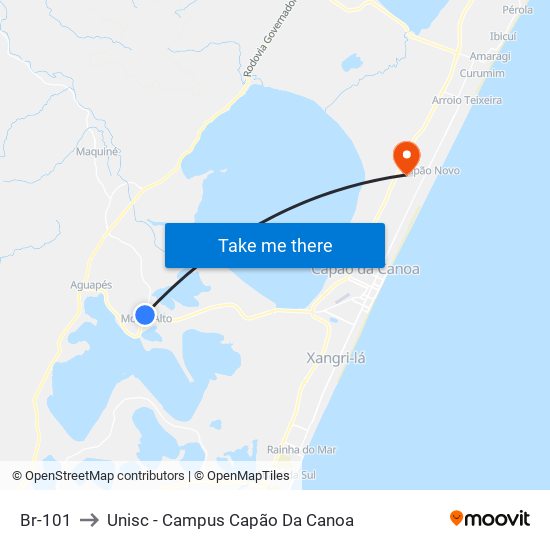 Br-101 to Unisc - Campus Capão Da Canoa map