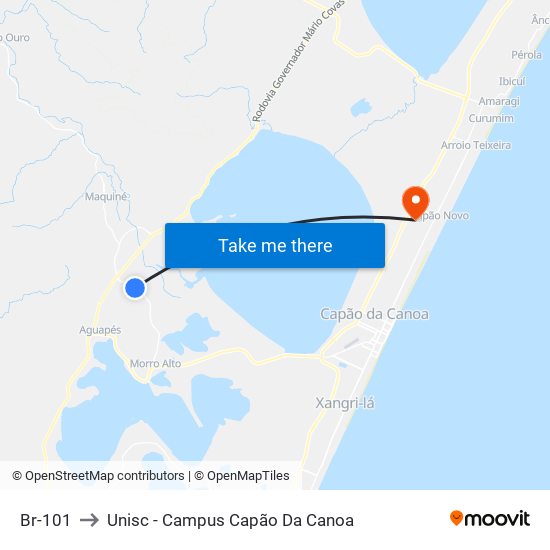 Br-101 to Unisc - Campus Capão Da Canoa map