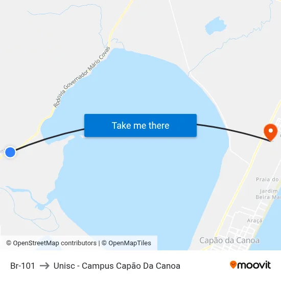 Br-101 to Unisc - Campus Capão Da Canoa map