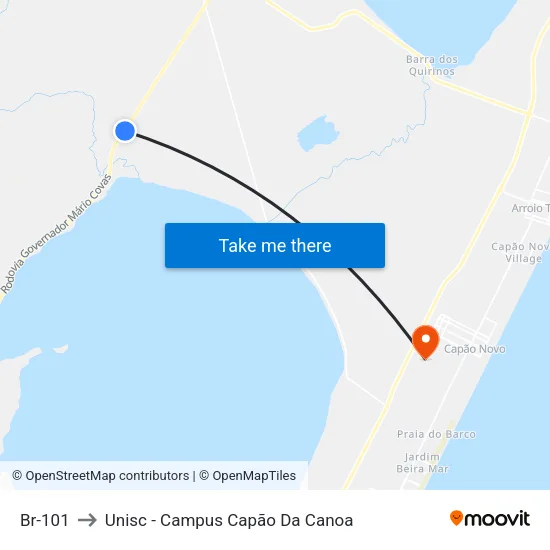 Br-101 to Unisc - Campus Capão Da Canoa map
