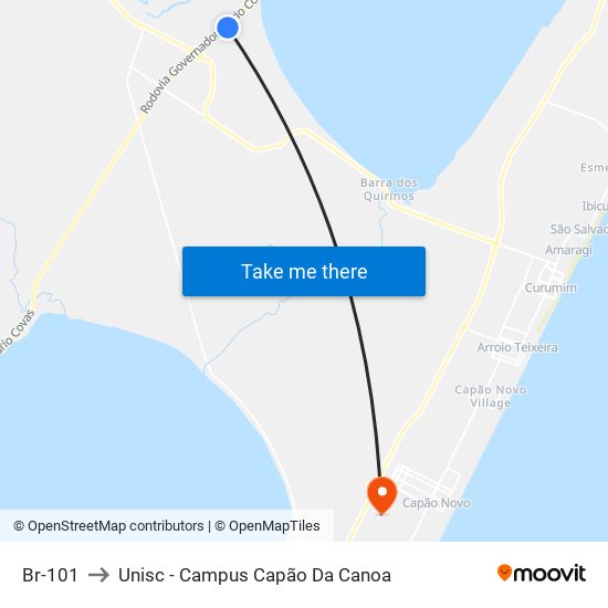 Br-101 to Unisc - Campus Capão Da Canoa map