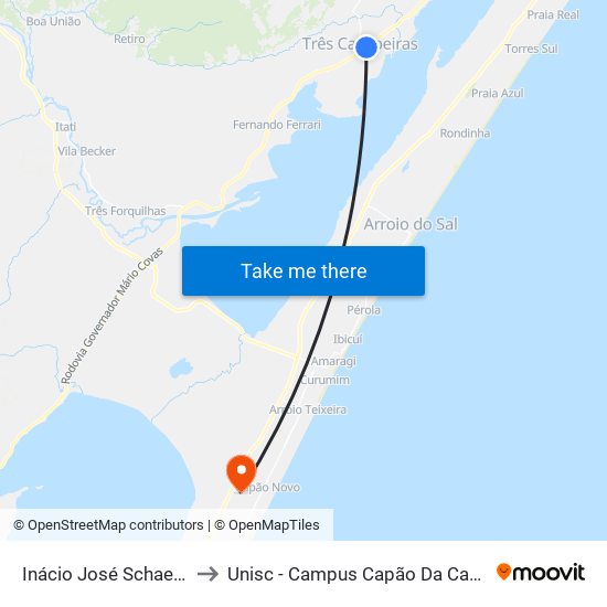 Inácio José Schaefer to Unisc - Campus Capão Da Canoa map