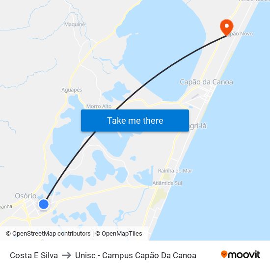 Costa E Silva to Unisc - Campus Capão Da Canoa map