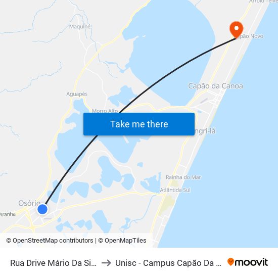 Rua Drive Mário Da Silveira to Unisc - Campus Capão Da Canoa map