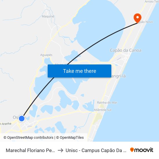 Marechal Floriano Peixoto to Unisc - Campus Capão Da Canoa map