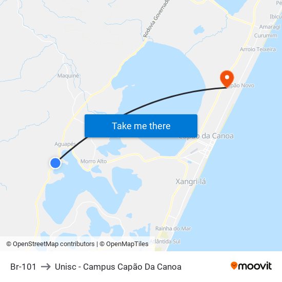 Br-101 to Unisc - Campus Capão Da Canoa map