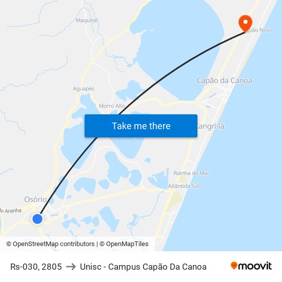 Rs-030, 2805 to Unisc - Campus Capão Da Canoa map