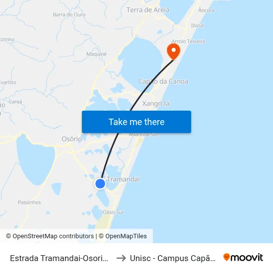 Estrada Tramandai-Osorio, 8095-8239 to Unisc - Campus Capão Da Canoa map