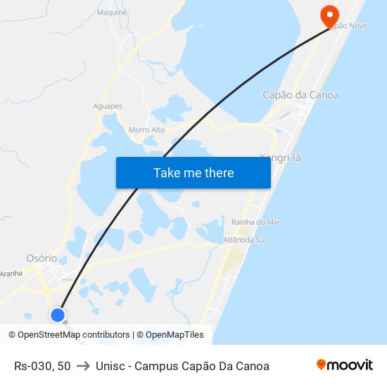 Rs-030, 50 to Unisc - Campus Capão Da Canoa map