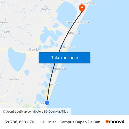 Rs-786, 6931-7005 to Unisc - Campus Capão Da Canoa map