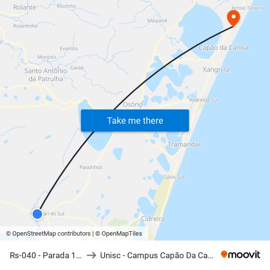 Rs-040 - Parada 149 to Unisc - Campus Capão Da Canoa map