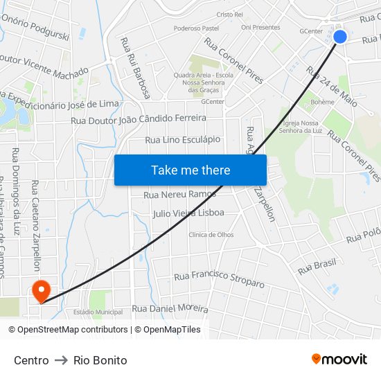 Centro to Rio Bonito map