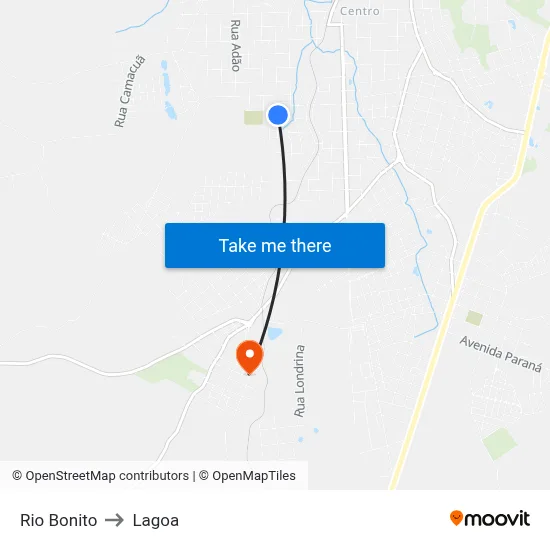 Rio Bonito to Lagoa map