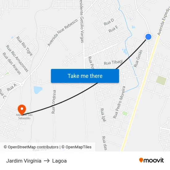 Jardim Virgínia to Lagoa map