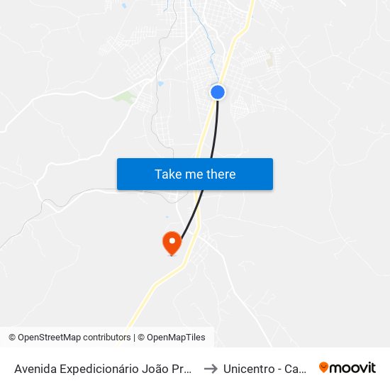Avenida Expedicionário João Protzek, 2656-2660 to Unicentro - Campus Irati map