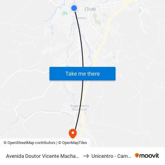 Avenida Doutor Vicente Machado, 956-1042 to Unicentro - Campus Irati map