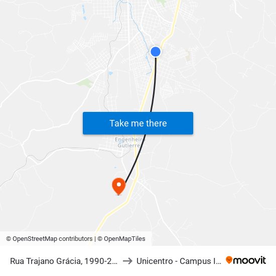 Rua Trajano Grácia, 1990-2088 to Unicentro - Campus Irati map