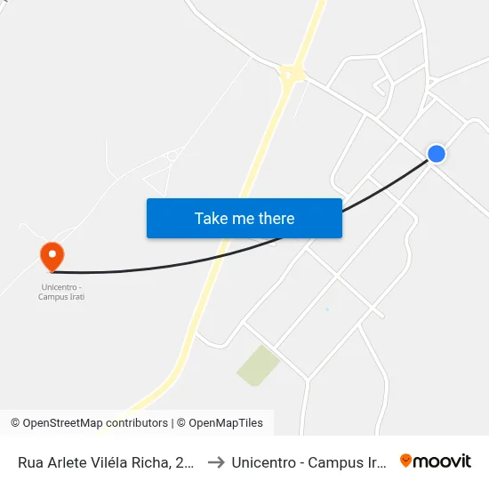 Rua Arlete Viléla Richa, 252 to Unicentro - Campus Irati map