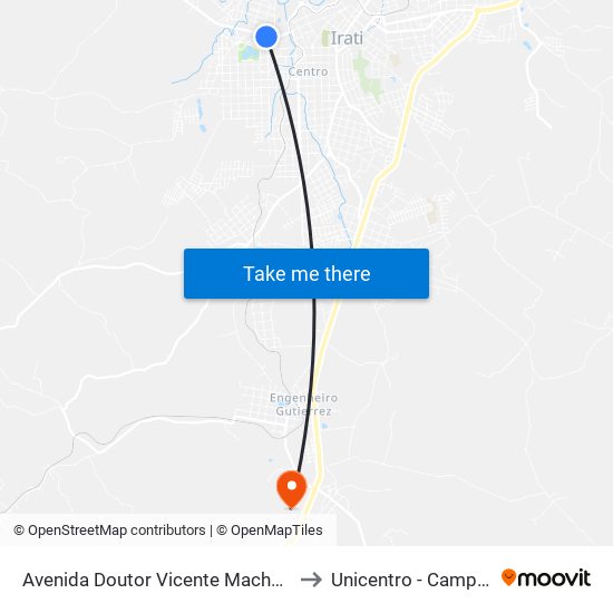 Avenida Doutor Vicente Machado, 1289-1369 to Unicentro - Campus De Irati map