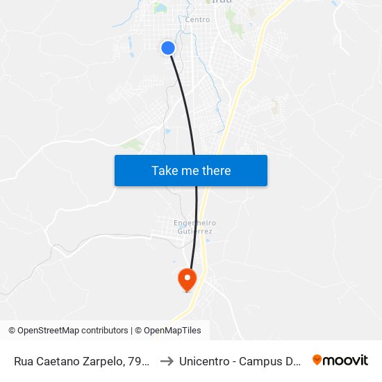 Rua Caetano Zarpelo, 794-938 to Unicentro - Campus De Irati map