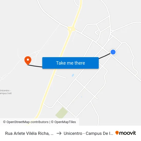 Rua Arlete Viléla Richa, 252 to Unicentro - Campus De Irati map