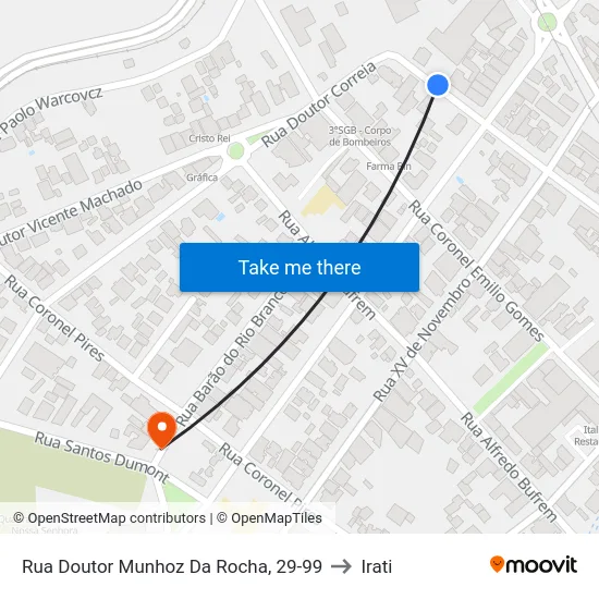 Rua Doutor Munhoz Da Rocha, 29-99 to Irati map