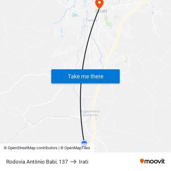 Rodovia Antônio Babi, 137 to Irati map